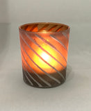 Parlane Diagonal Lines Design Glass Tea Light Votive Holder Medium