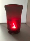 Parlane Red Hurricane Lamp With Frosted Detail Large