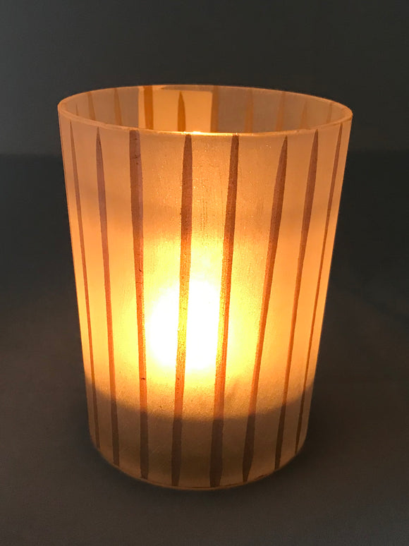 Parlane Vertical Lines Design Glass Tea Light Votive Holder Large