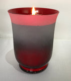 Parlane Red Hurricane Lamp With Frosted Detail Small